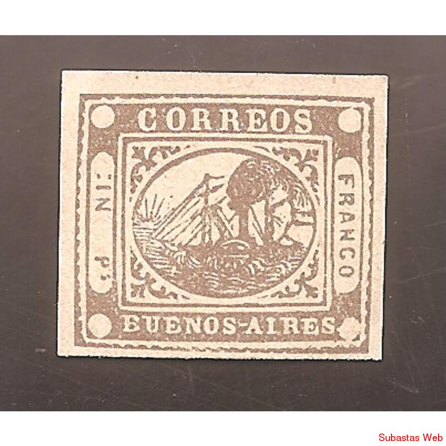 ARGENTINA 1858 BARQUITO IN Ps PARDO AMARILLO REIMPRESION