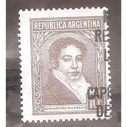 ARGENTINA 1939(MT395) RIVADAVIA  TIPO III  FILIGRANA  RO,  U