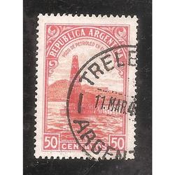 ARGENTINA 1935(MT379) PETROLEO FILIGRANA RA RO,  USADA