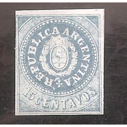 ARGENTINA 1862(MT7b) ESCUDITO 15ctv. SIN ACENTO  FALSO