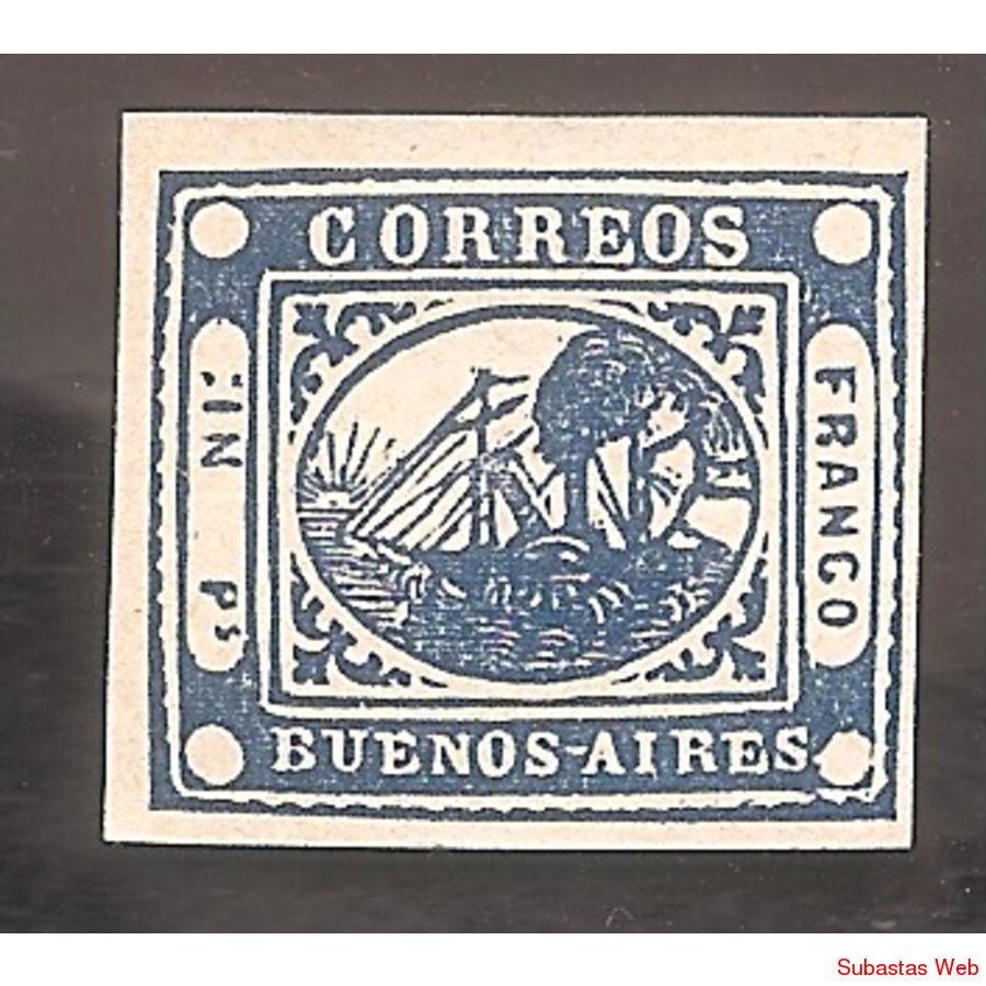 ARGENTINA 1858,  BARQUITO,  IN Ps,  AZUL, REIMPRESION
