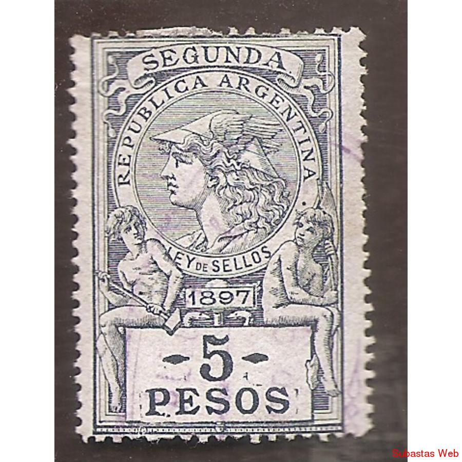 ARGENTINA 1897 LEY DE SELLOS DE 5 PESOS