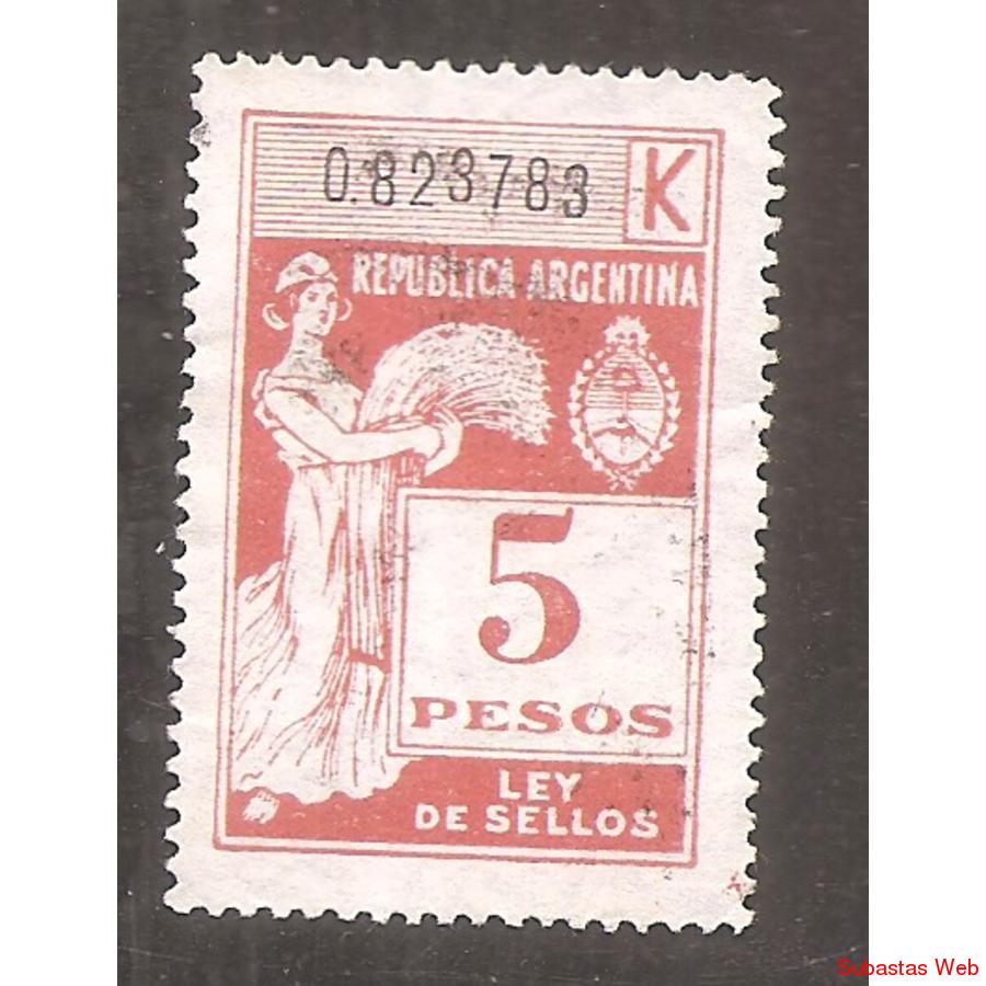 ARGENTINA 1933 LEY DE SELLOS DE 5 PESOS