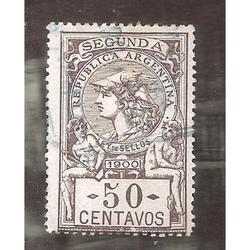 ARGENTINA 1900 LEY DE SELLOS DE 50 CENTAVOS USADA