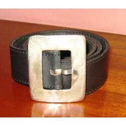 Cinturon De Cuero Negro Con Hebilla Gde 1m -pilarsur