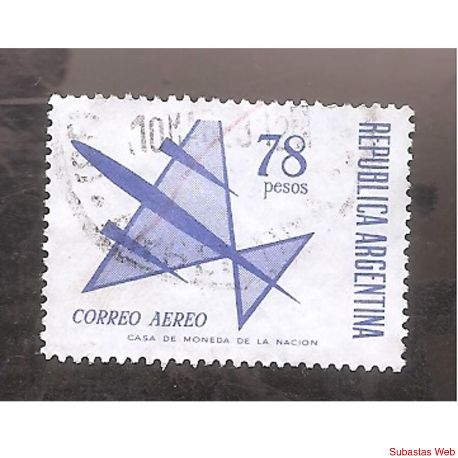 ARGENTINA 1967 (MT121 Aerea )DIBUJO DE UN AVION DE $78 USADA