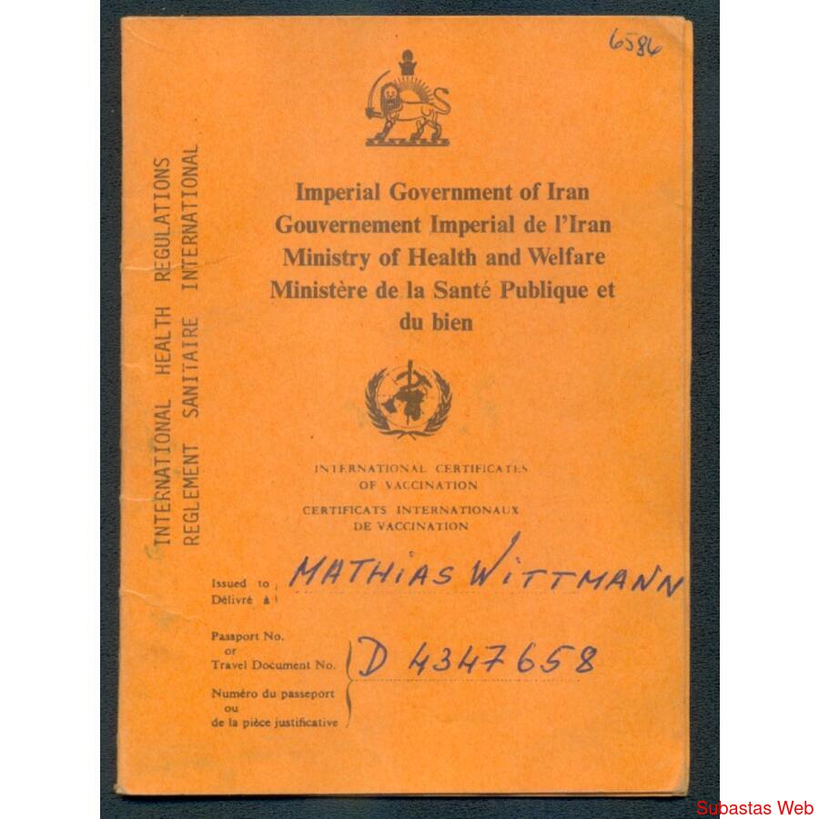 IRAN IMPERIAL.1970  Antiguo Certificado De Vacunación
