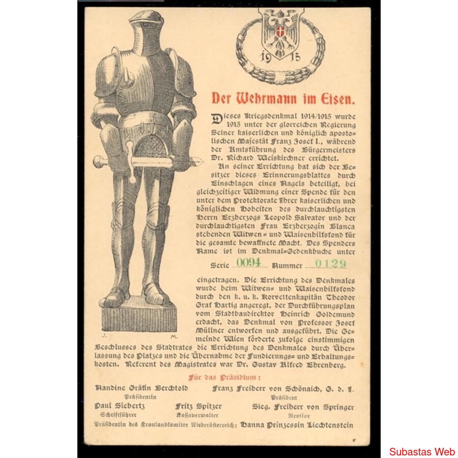 ALEMANIA REICH 1915 Postal DER WEHRMANN IM EISEN ARMADURA