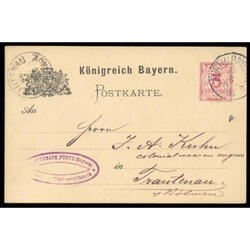 ALEMANIA REICH. Baviera 1886 Postkarte De Fürt A Tratenau