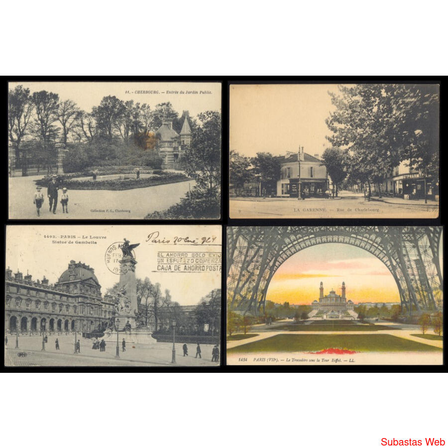 FRANCIA 1910/20 Paris, Lourdes, Bordeaux. 7 POSTALES LOTE #2