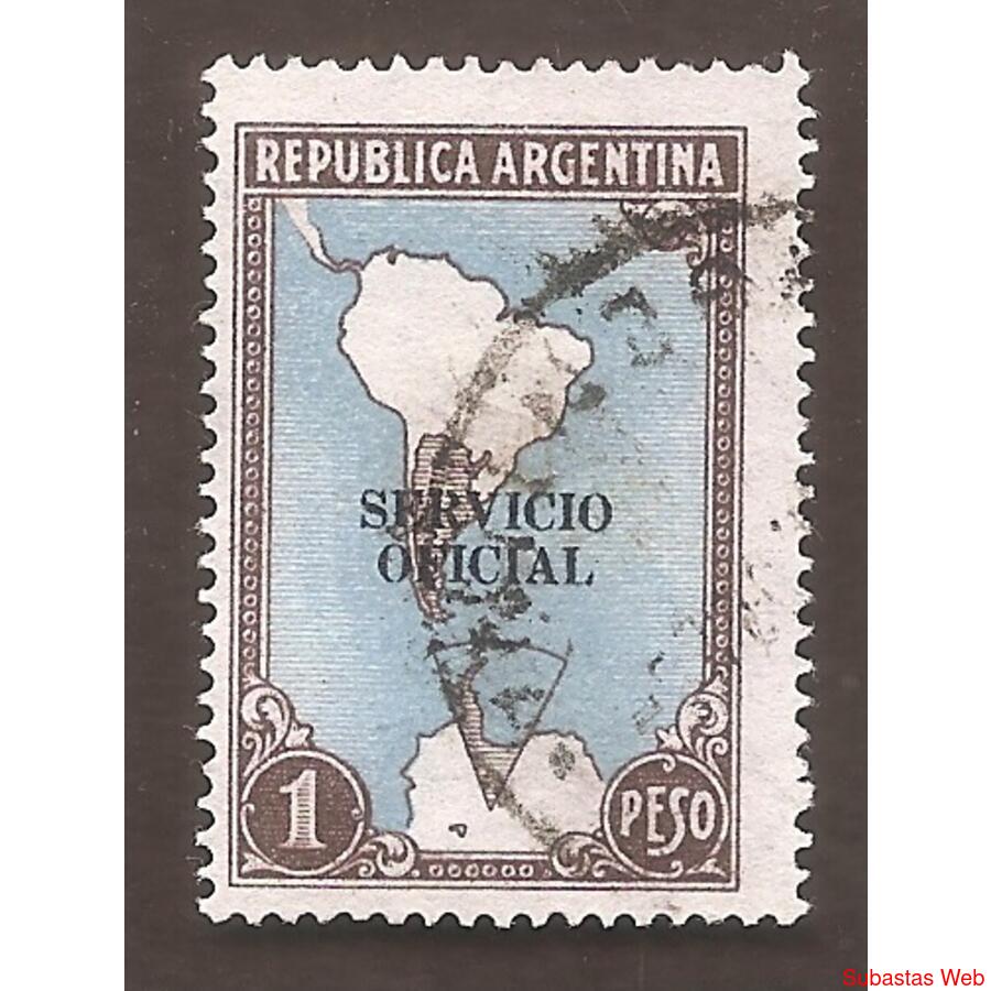 ARGENTINA 1951(MT512-348a) MAPA CON ANTARTIDA  SO  11mm  USA