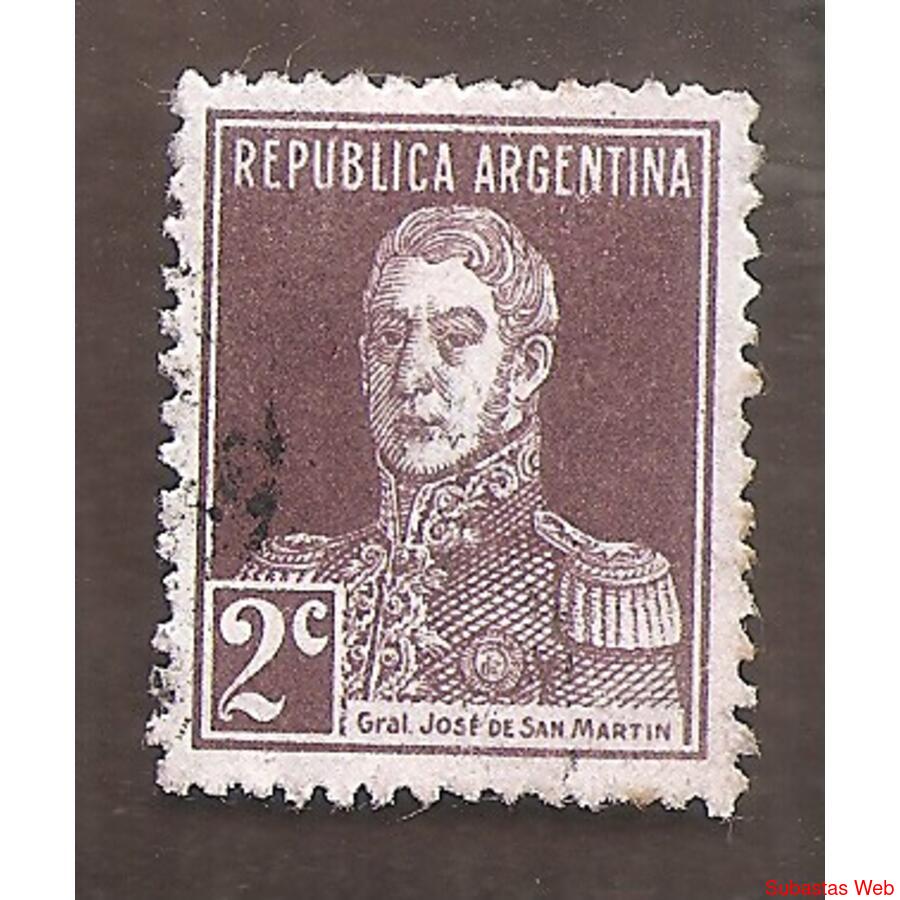 ARGENTINA 1923(298) SAN MARTIN SIN PUNTO, 13,5x12,5  USADA