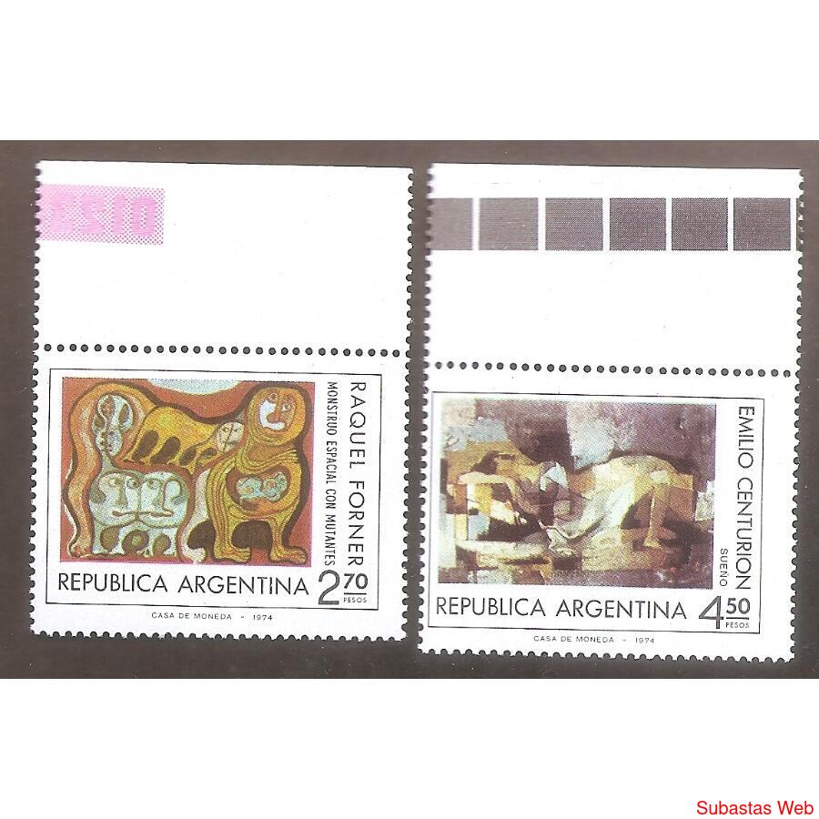 ARGENTINA 1975(996-97) PLASTICA ARGENTINA CON BORDE DE HOJA