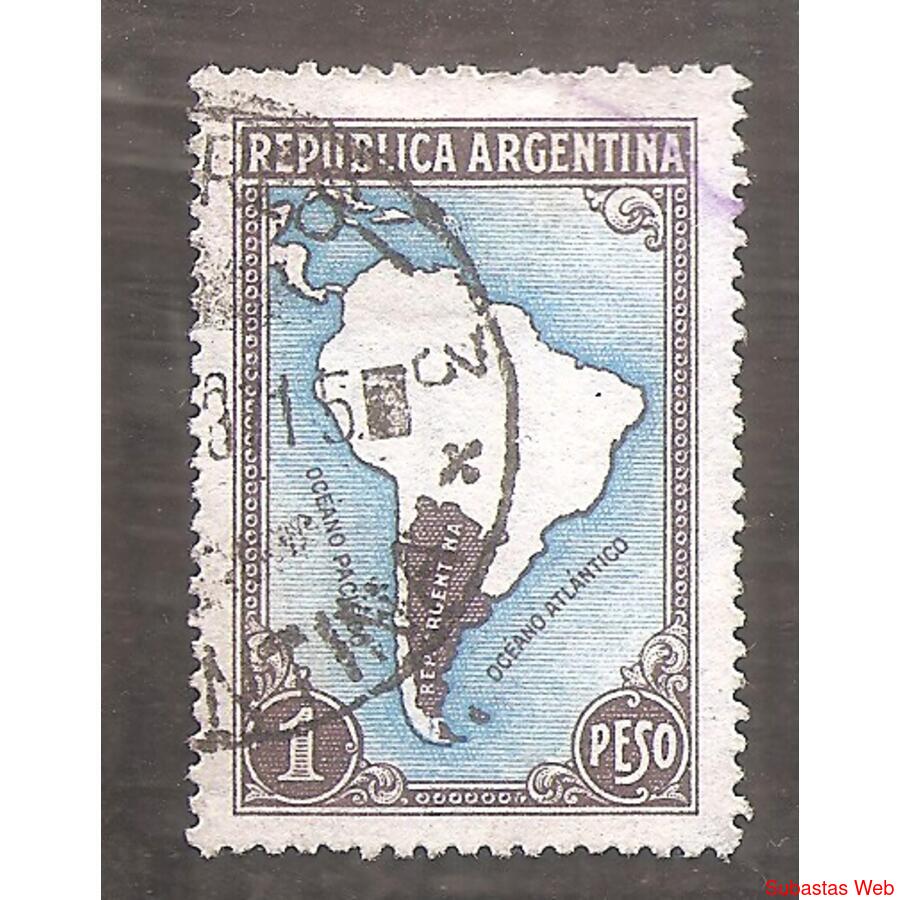 ARGENTINA 1935(386) MAPA SINDIVISIONES  FILI RA-RO  USADA