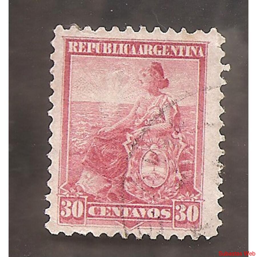 ARGENTINA 1899(124) LIBERTAD SENTADA 11,5x11,5  ROSA  USADA