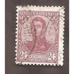 ARGENTINA 1908(144) SAN MARTIN EN OVALO CON FILIGRANA USADA