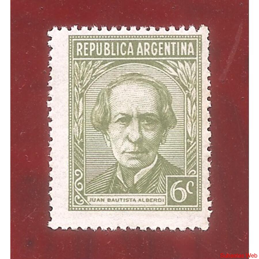 ARGENTINA 1946(475) PROC Y RIQ: ALBERDI SIN FILIGRANA MINT