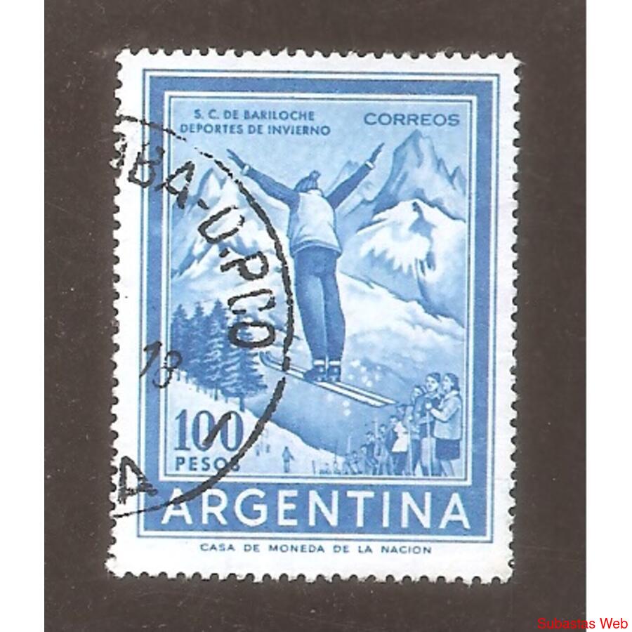 ARGENTINA 1959(606E) BARILOCHE PAPEL TIZADO  USADA