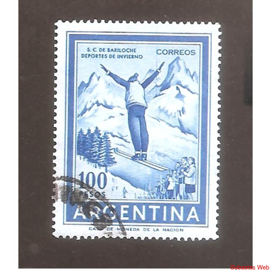 ARGENTINA 1959(606Eb) BARILOCHE PAPEL TIZADO NACIONAL, USADA