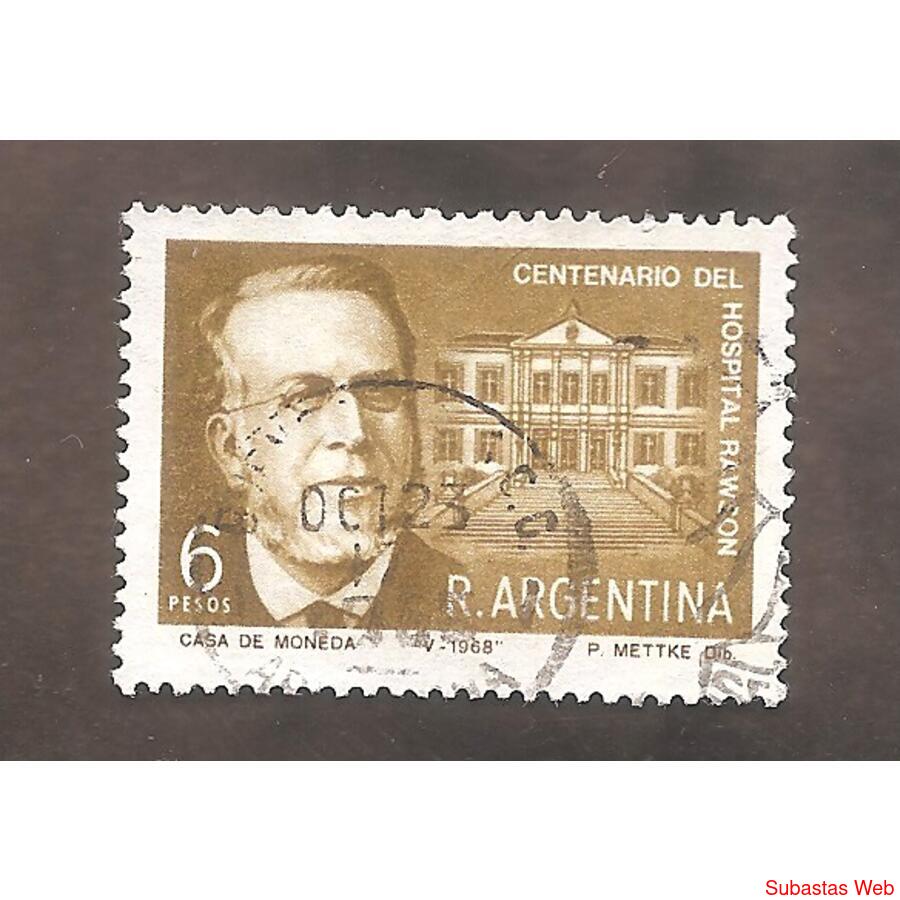 ARGENTINA 1968(814) 100 AÑOS DEL HOSPITAL RAWSON  USADA