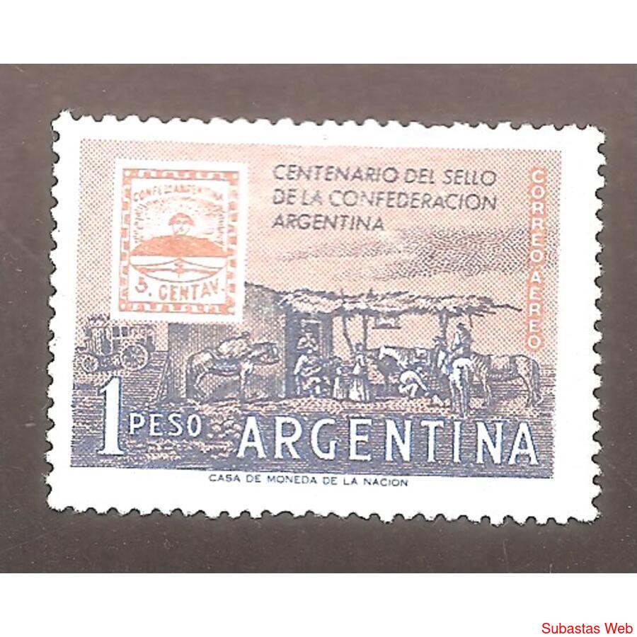 ARGENTINA 1958(MT61Aerea) CENTENARIO SELLO DE LA CONFEDERACI