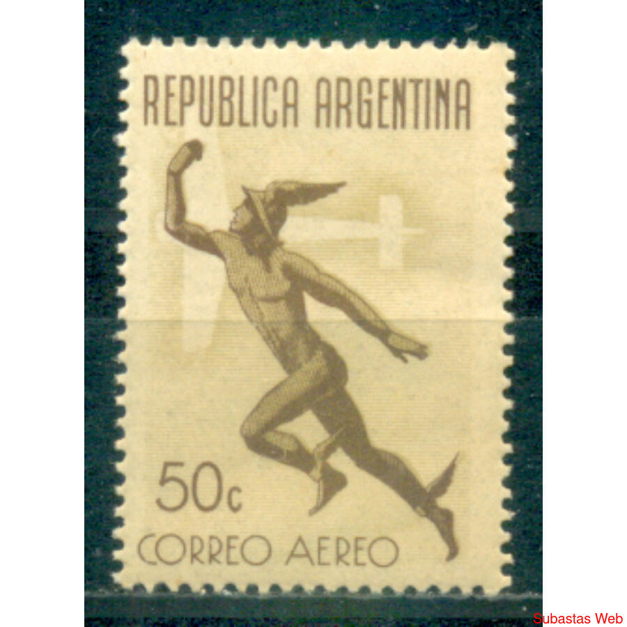 ARGENTINA GJ864 AEREO MERCURIO 50c SIN FILIGRANA MINT U$5.00