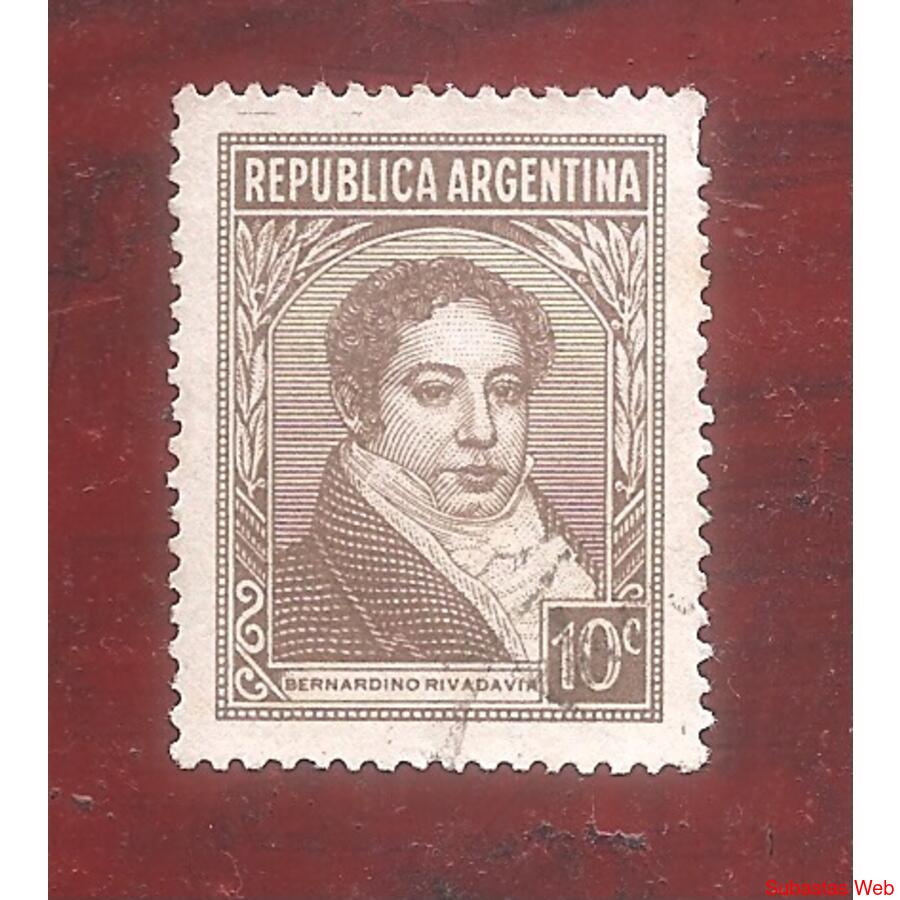 ARGENTINA 1939(MT395Ya) PROCERES: RIVADAVIA TIPO IV FILI RA