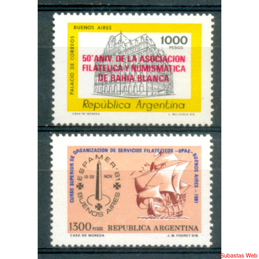 ARGENTINA GJ1991 + GJ2002 RESELLADOS DE 1981. AMBOS MINT