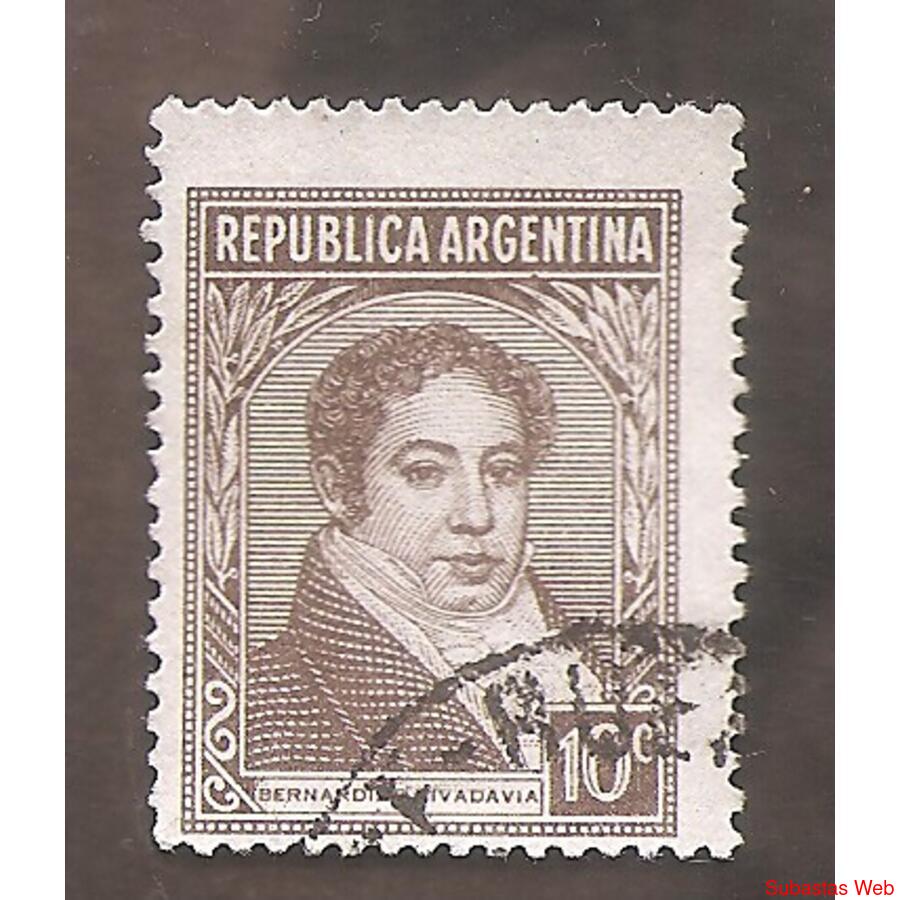 ARGENTINA 1935(395Ia) PROC. Y RIQ. RIVADAVIA  FILI RR  USADA