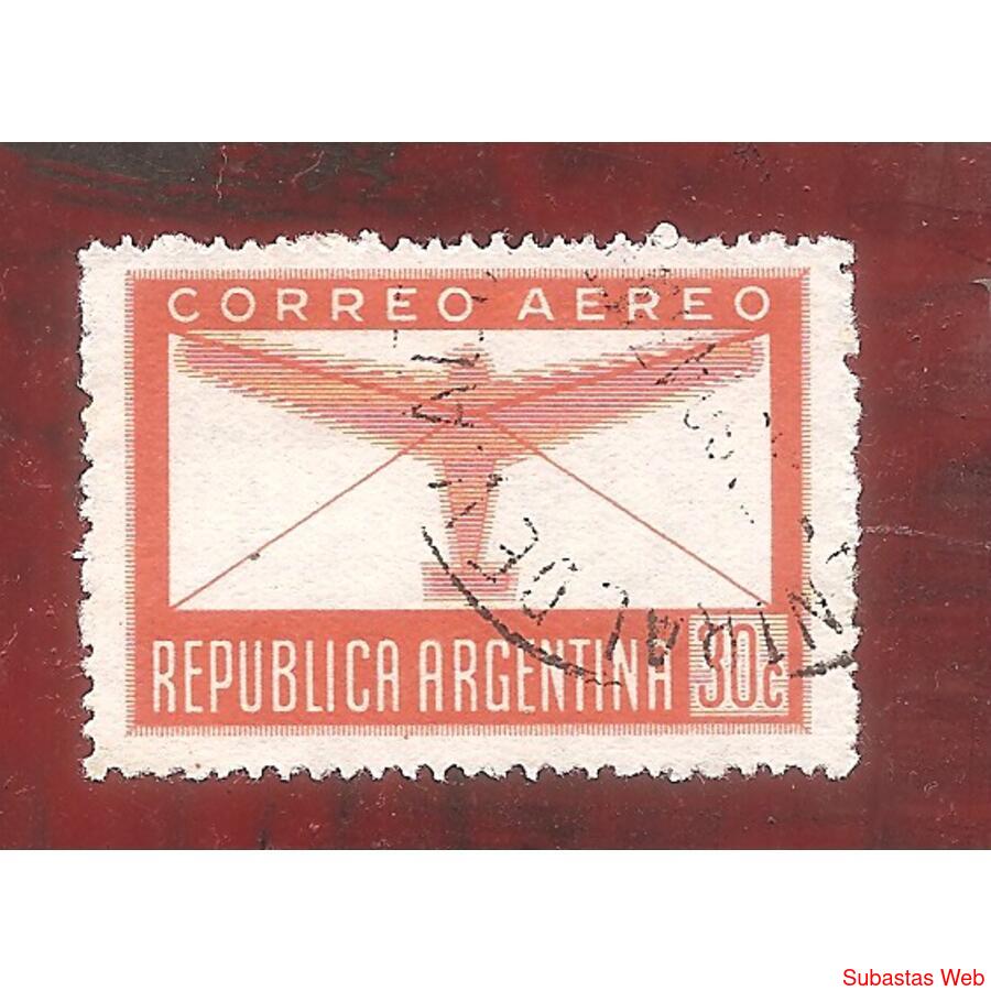 ARGENTINA 1942(A25) AEREA EMISION DEFINITIVA OFFSET USADA