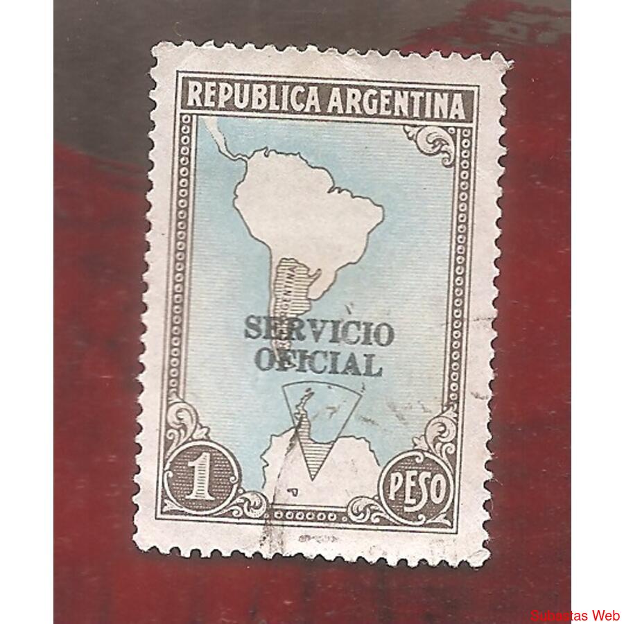 ARGENTINA 1951(512Y-348b) MAPA C/ANTARTIDA S.O. 11mm. USADA