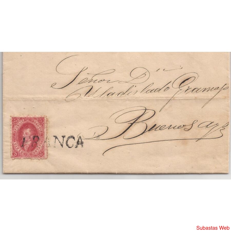 1865 - RIVDAVIA - Sobre carta completa -