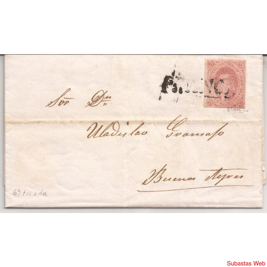 1867 - RIVADAVIA - Sobre carta completa -