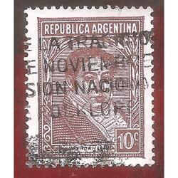ARGENTINA 1939(MT395X) RIVADAVIA TIZADO, TIPOGRAF,  SOL RA,