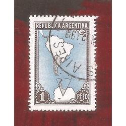 ARGENTINA 1951(512) MAPA CON ANTARTIDA  MATE IMPOR USADA