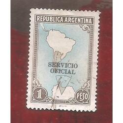 ARGENTINA 1951(512Y-348b) MAPA C/ANTARTIDA S.O. 11mm. USADA