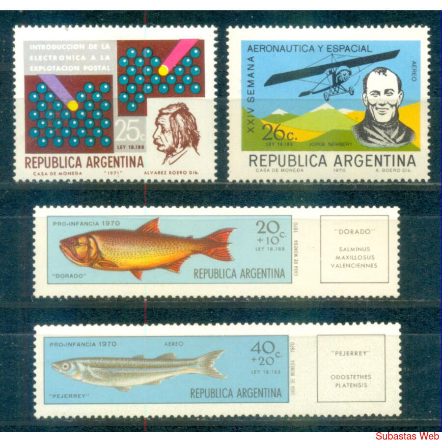 ARGENTINA GJ1553 /54 SERIE PECES + 1552 + 1556 NUEVOS U$2.20
