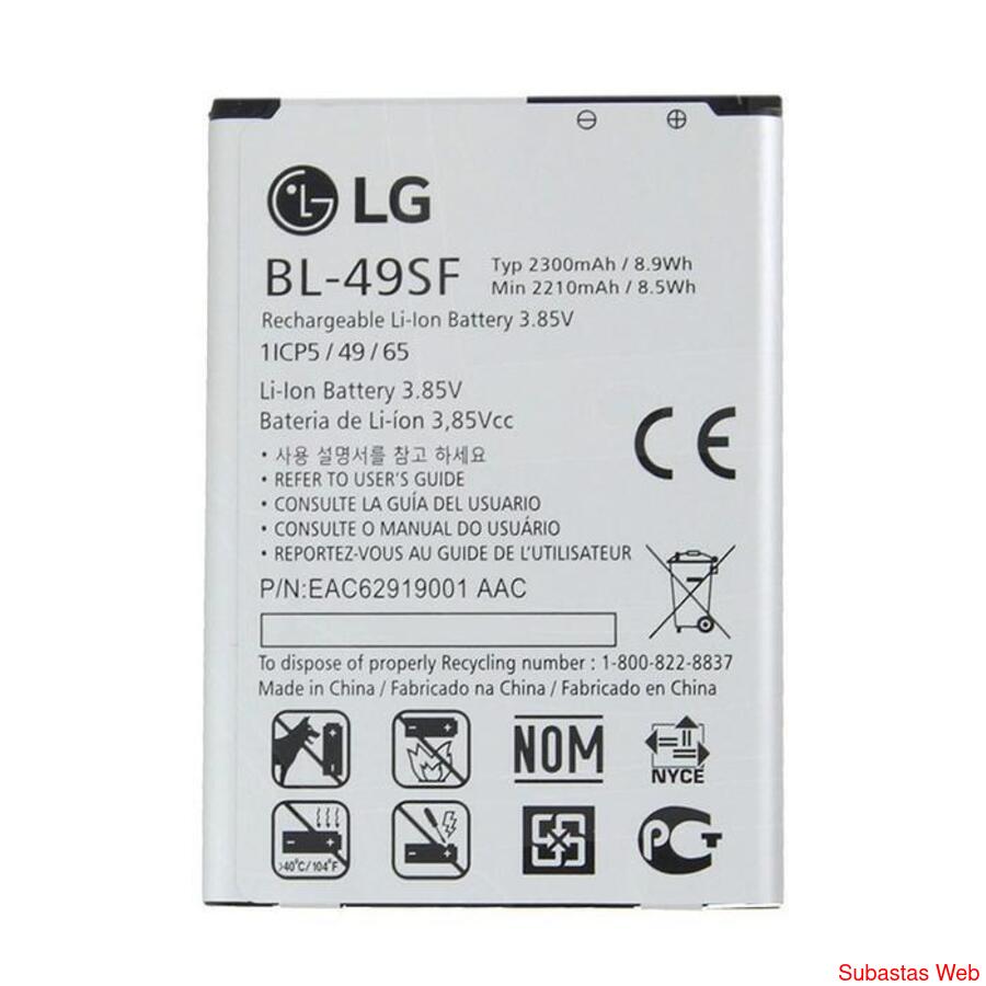 Bateria OEM LG G4 Beat 3.8v 2300mAh 8.9Wh Modelo: BL-49SF
