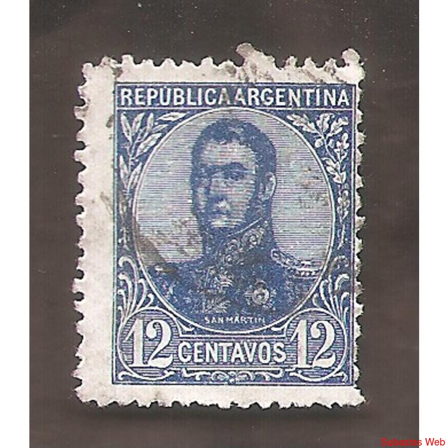 ARGENTINA 1908(141) SAN MARTIN EN OVALO CON FILI, 13,5x12,5 