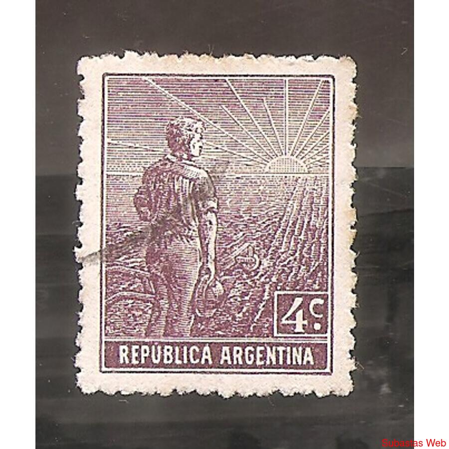 ARGENTINA 1911(171) LABRADOR  FILI SOL RAYOS RECTOS, USADA