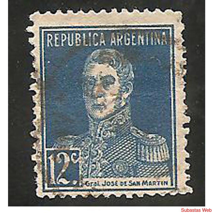 ARGENTINA 1923(283) SAN MARTIN CON PUNTO, 13.5x12,5  USADA