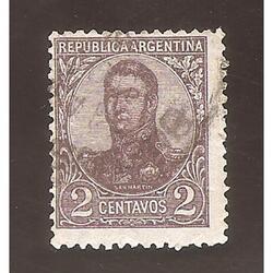 ARGENTINA 1908(134B) SAN MARTIN EN OVALO CON FILI 13,5x13,5