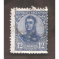 ARGENTINA 1908(141) SAN MARTIN EN OVALO CON FILI, 13,5x12,5 