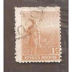 ARGENTINA 1911(168) LABRADOR  FILI RAYOS ONDULADOS USADA
