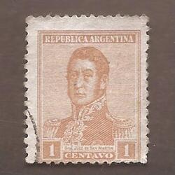 ARGENTINA 1918(229B) SAN MARTIN  SIN FILIGRANA 13,5x12,5  US