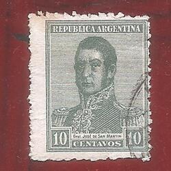 ARGENTINA 1918(234B) SAN MARTIN SIN FILIGRANA, 13,5x12,5 USA