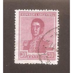 ARGENTINA 1918(238) SAN MARTIN SIN FILIGRANA 13,4x13,5 USADA
