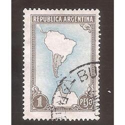 ARGENTINA 1951(512Y) PROC Y RIQ.:  MAPA CON ANTARTIDA USADA