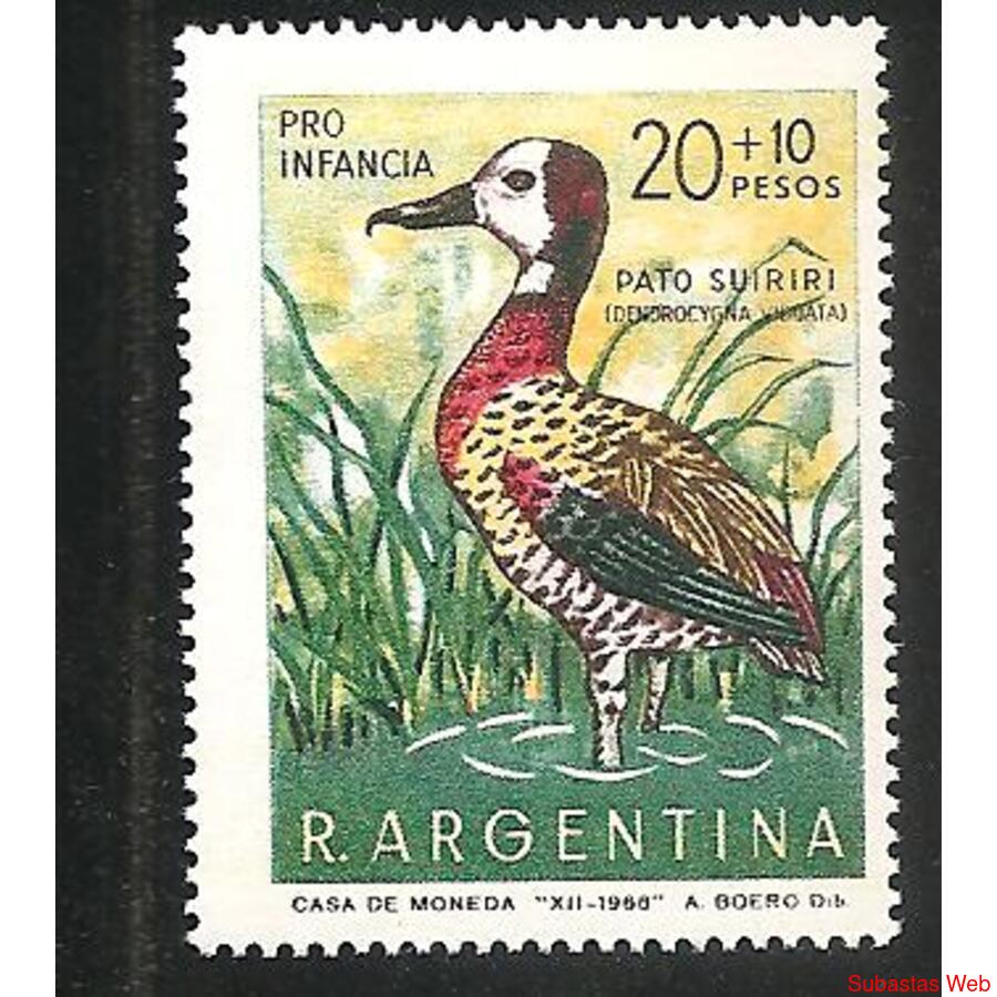 ARGENTINA 1969(847) PRO INFANCIA  PAJAROS  MINT