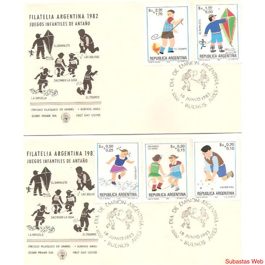 ARGENTINA 1983(1399-1403) 2 SOBRES PDE: JUEGOS INFANTILES I
